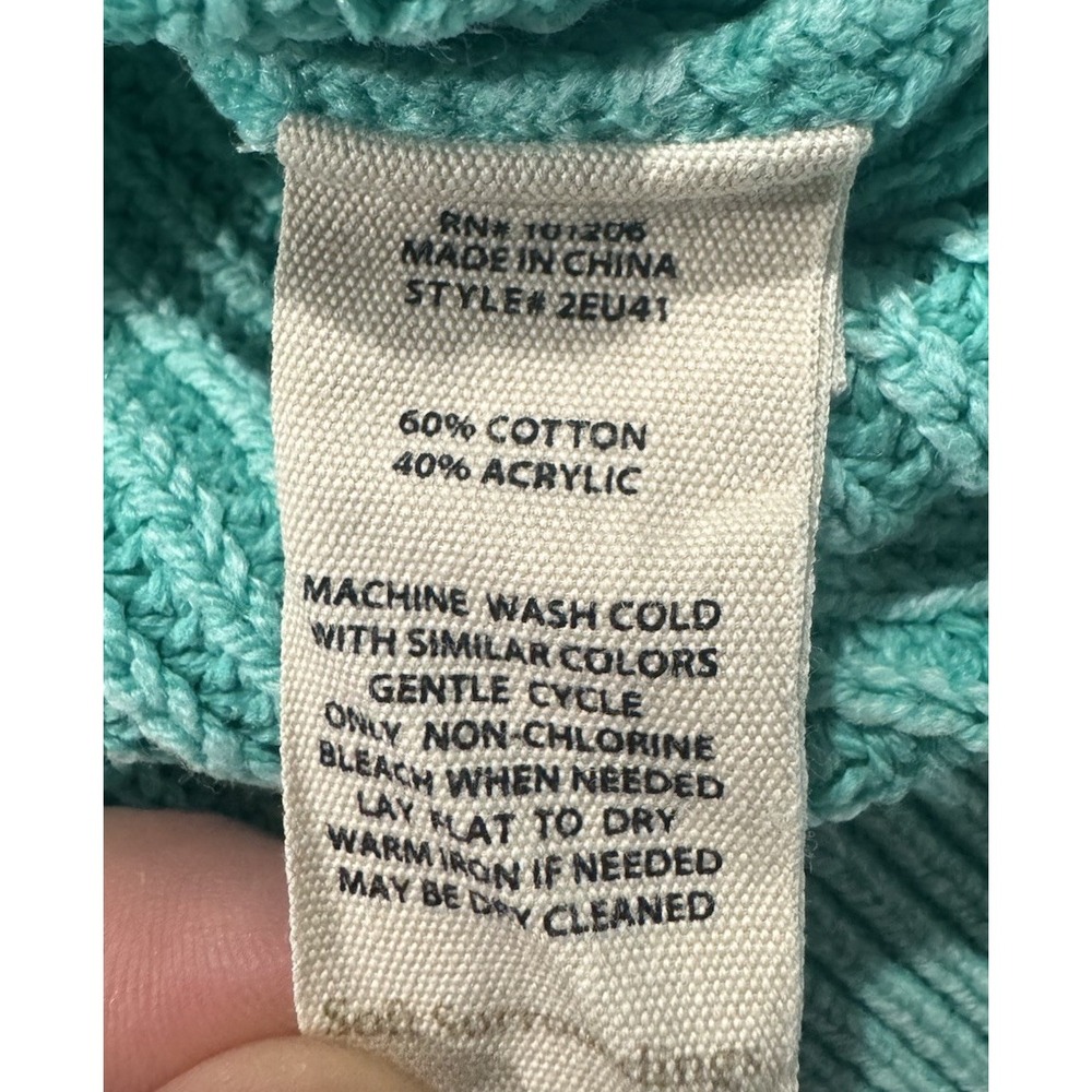 Soft Surroundings Wilde Ribbed Knit Polo Sweater Womens Large Turquoise 2EU41 - Picture 3 of 7